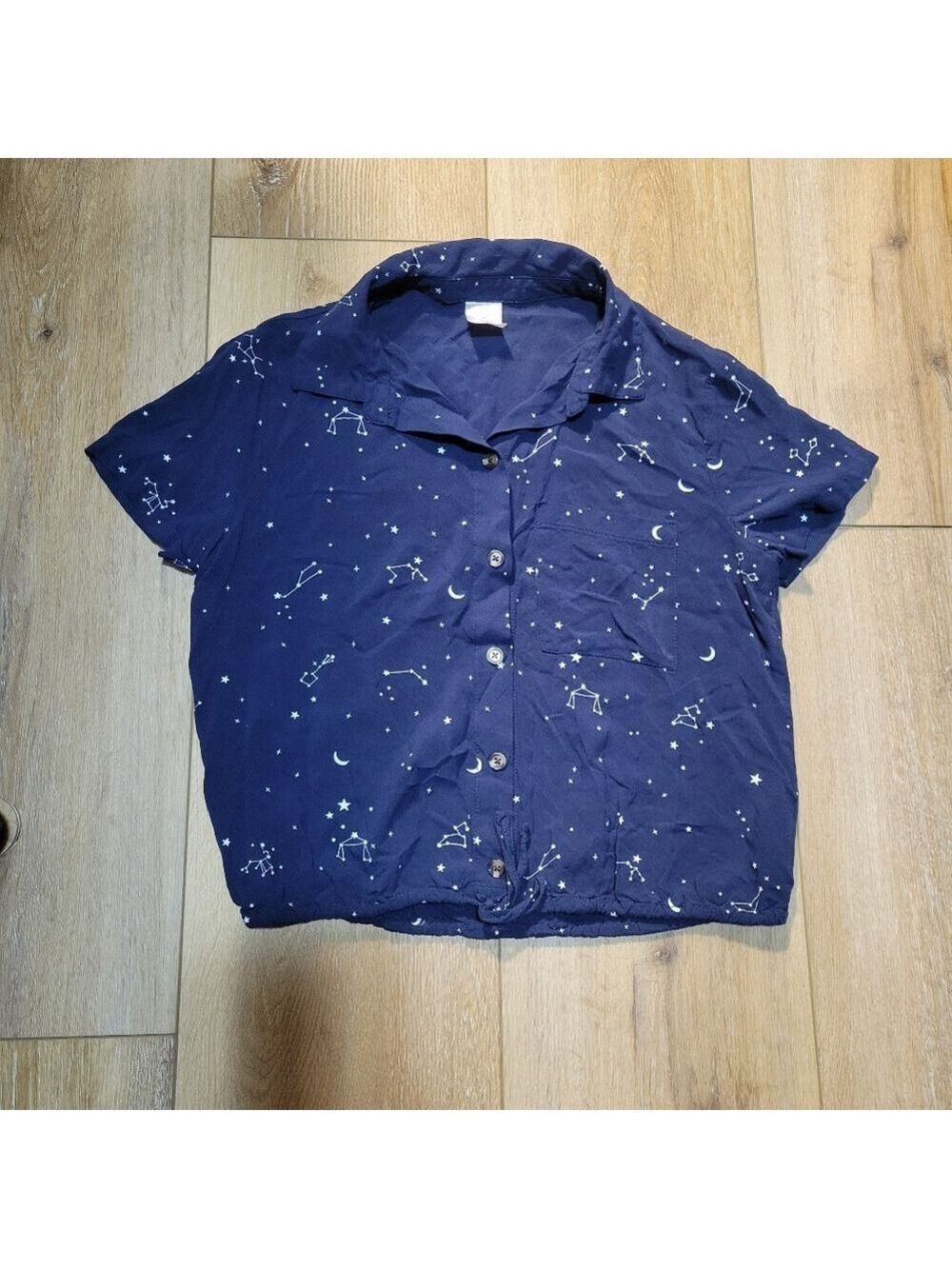 No Boundaries Midnight Blue Starry Button-Up Size M